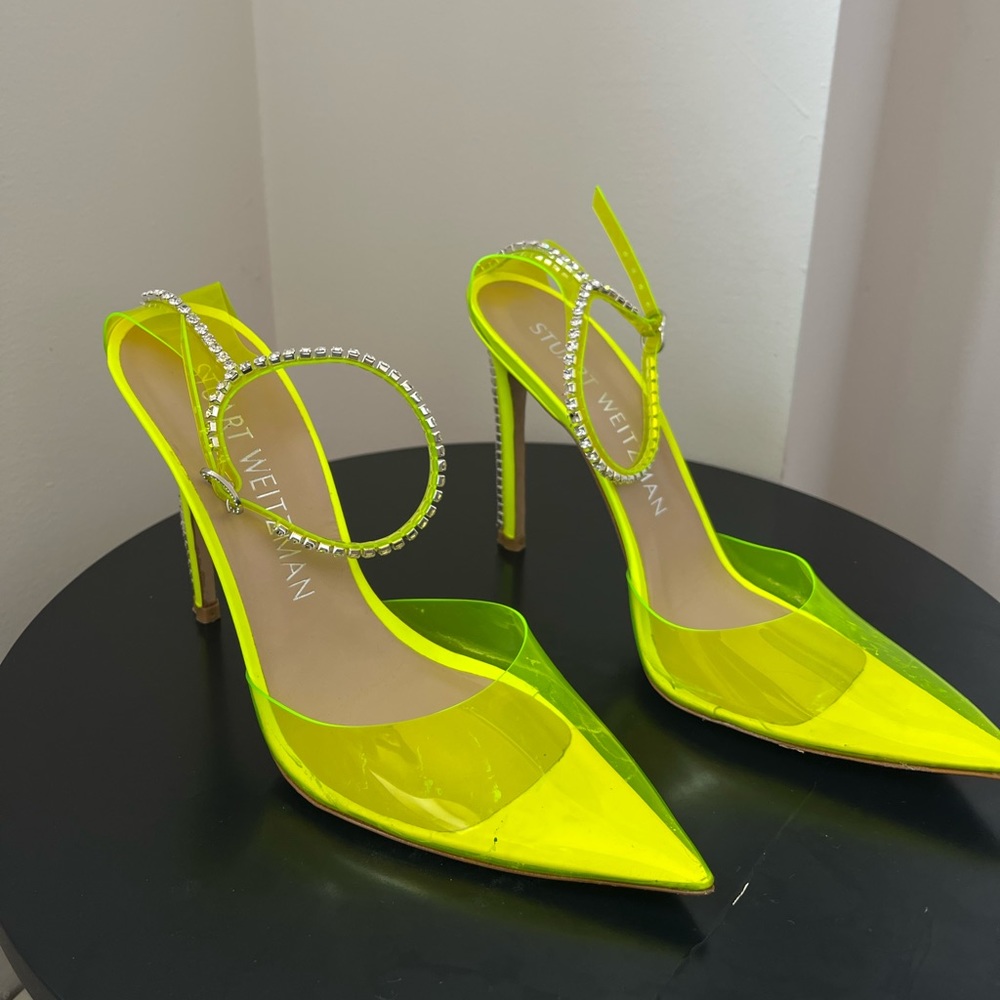 PVC neon pumps with Swarovski embellishment
